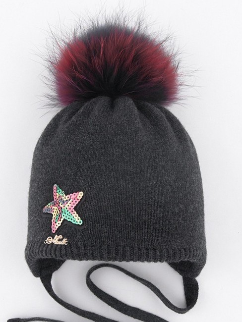 Зимняя шапочка для девочек Disco Star с цветным помпоном 