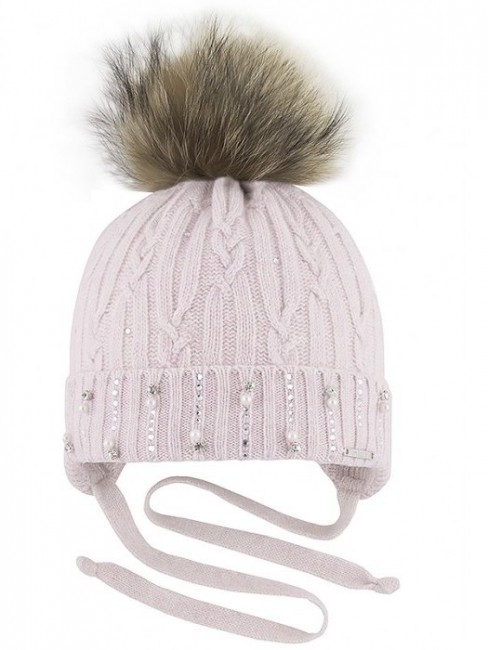 Зимняя шапка для девочки утепленная Мерцание цвет розовый