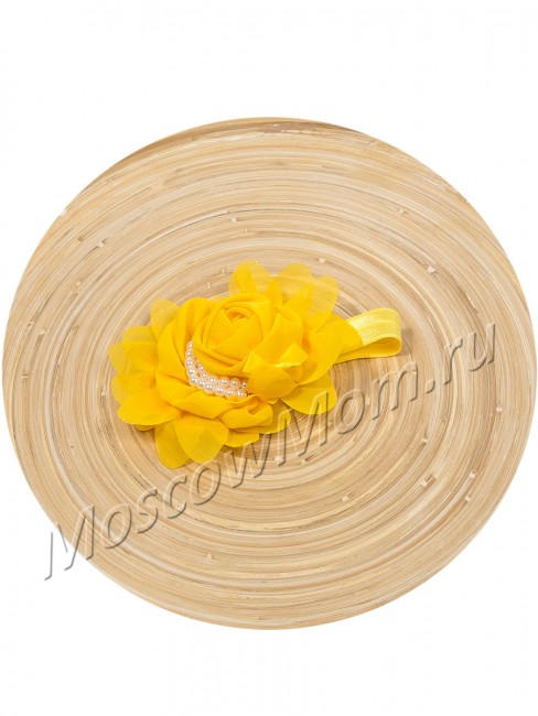 Желтая повязка на голову с пышным цветком