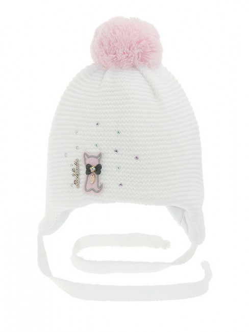 Зимняя шапка для новорожденных Плюшка белая
