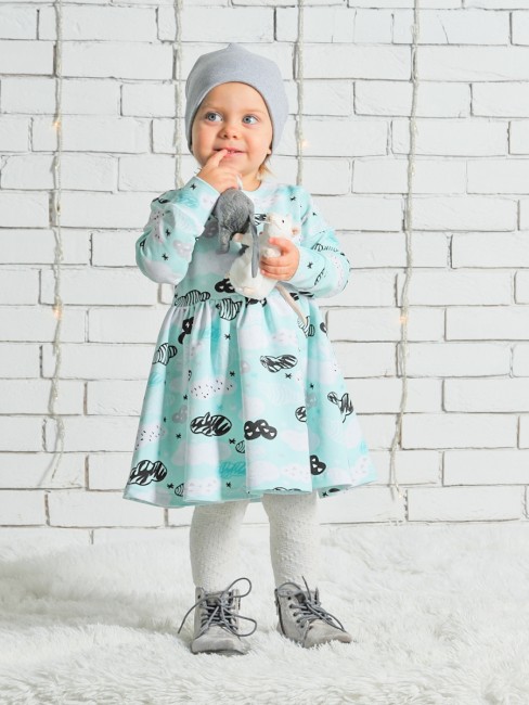 Трикотажное платье для малышки мятное Baby Boom