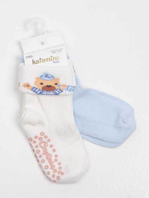 Хлопковые носочки для мальчиков Katamino 2 пары, антискользящие