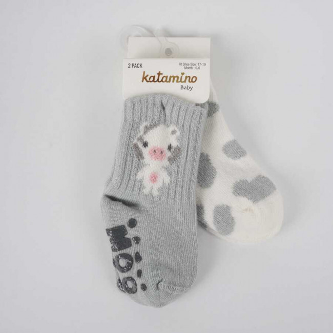 Носочки для малышей антискользящие, Katamino Моо, 2 пары