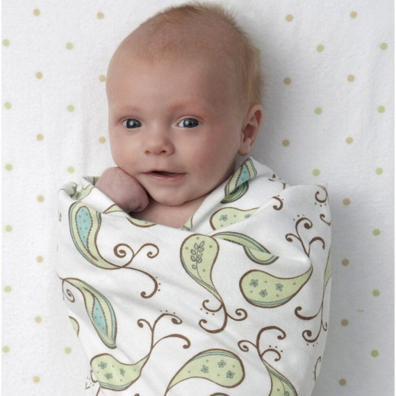 Пеленка фланелевая для малыша SwaddleDesigns Kiwi Paisley Пеленка фланелевая для малыша SwaddleDesigns Kiwi Paisley