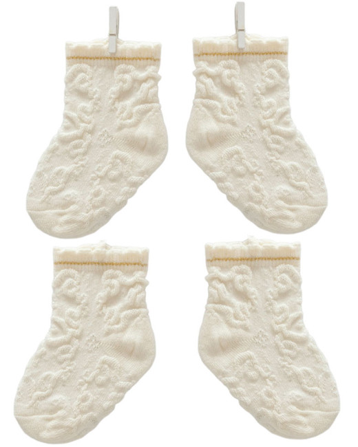 Носки ажурные Caramell молочные, 2 пары