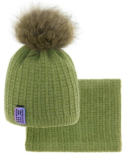 Комплект зимний: шапка и снуд Протей, зеленый