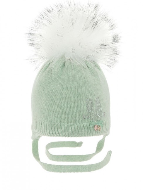 Зимняя шапка для девочки Пуговка, цвет светлая олива