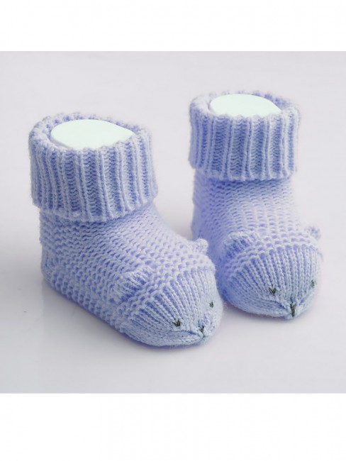 Вязаные носки для мальчиков Ёжик с шерстью, голубой