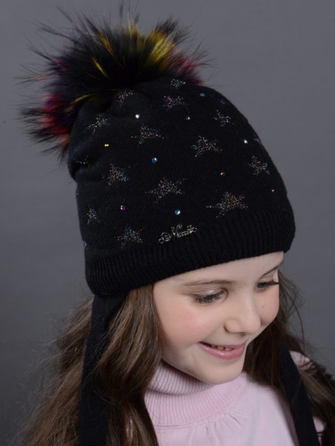 Утепленная шапка с ангоркой Mialt Галактика черная