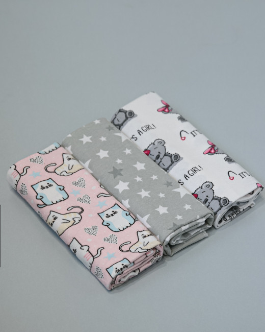 Пеленка из фланели 90x120 см, 3 штуки Пеленка из фланели 90x120 см, 3 штуки