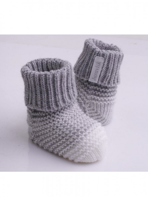Вязаные шерстяные носки Журавлик Малыш с отворотом