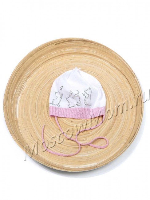 Летняя шапочка для новорожденных со стразами Котята