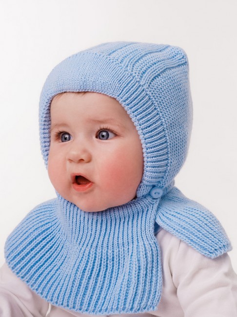 Шапочка капор демисезонная для новорожденного Гарри, голубая