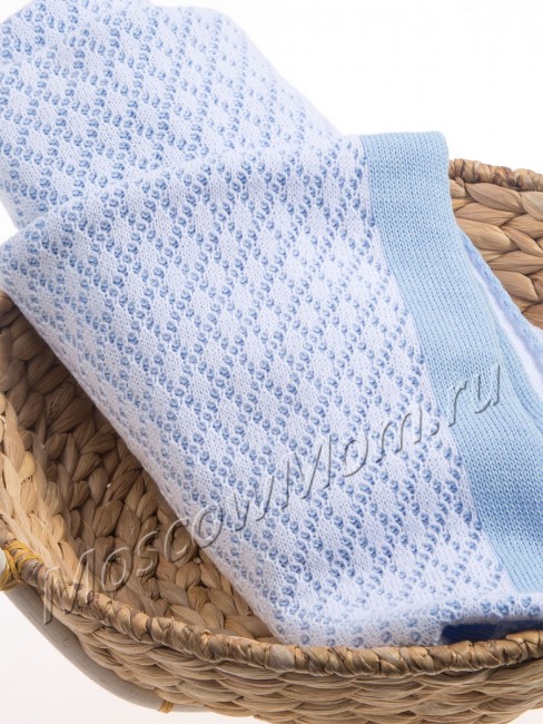 Детский вязаный плед Вафелька шерсть и хлопок