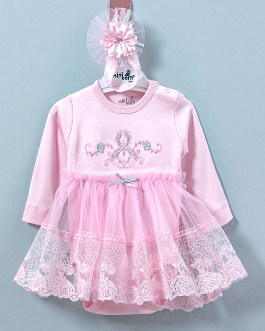 Боди-платье с повязкой MiniBorn, розовый