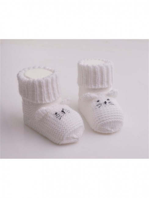 Белые вязаные носки для малышей Мышка бесшовные