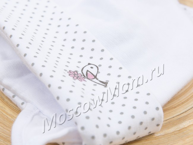 Шапочка летняя для новорожденой девочки Птичка