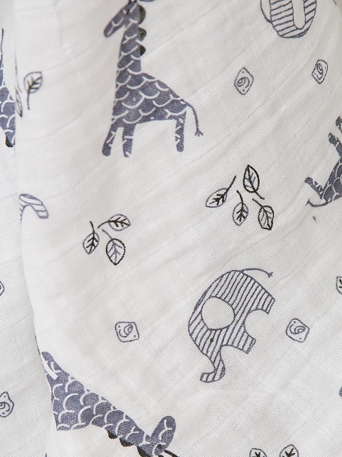 Пеленка муслин с рисунком Слоны и Жирафы, Baby Nice