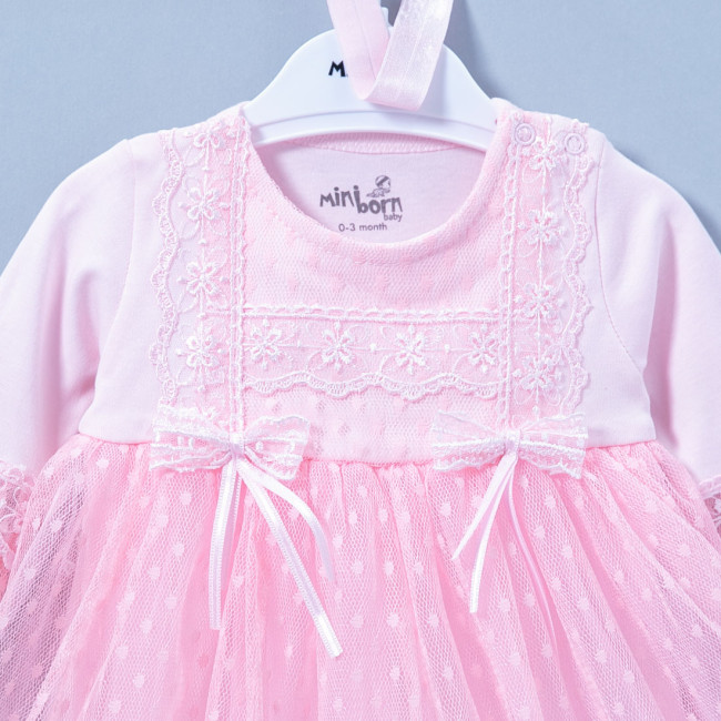 Розовое платье и повязка с кружевом Розовое платье и повязка с кружевом