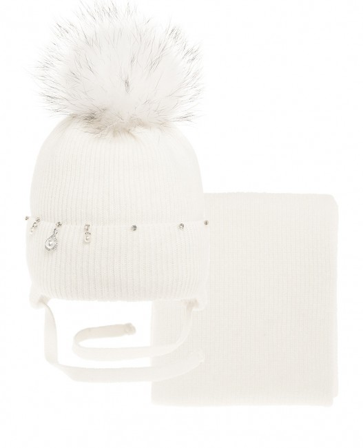 Зимняя белая шапка с шарфиком Миалт Богдана, белый
