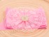 Розовая лента на выписку девочки с кружевным бантом