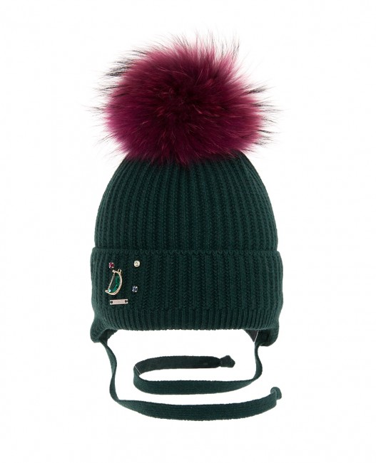 Шерстяная зимняя шапка Графиня, темно-зеленый