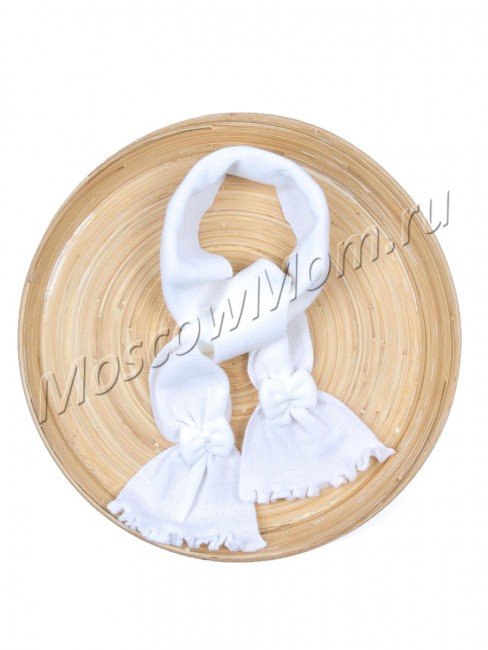 Белый шарф Журавлик с бантиками