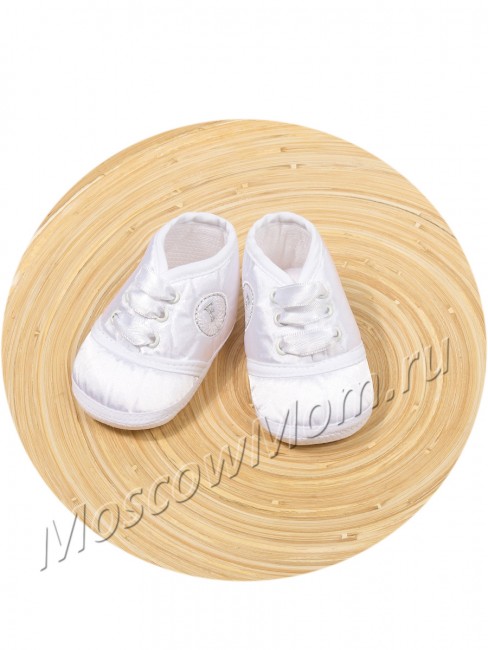 Пинетки-туфельки для малышей атласные, цвет белый