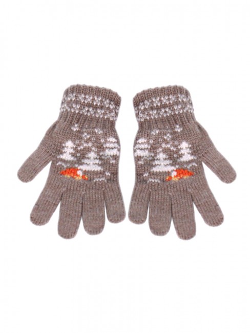 Зимние перчатки из шерсти мериноса бежевые