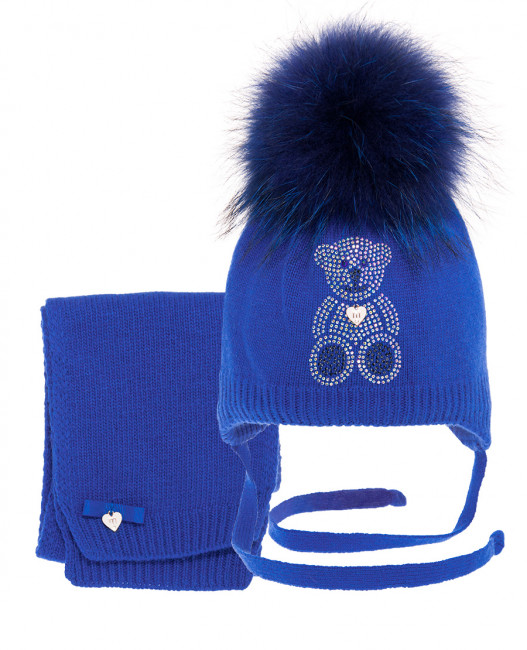 Зимняя шапка с шарфом Бекки Миалт, ярко-синий