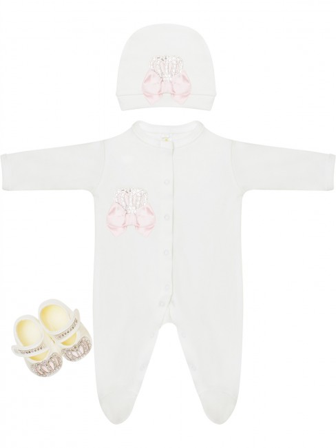 Пинетки на выписку со стразами Luxury Baby