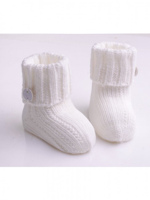 Белые шерстяные носки для новорожденных Журавлик Лучики