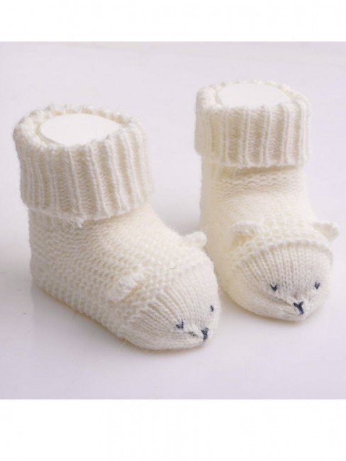 Вязаные носочки для новорожденных Ёжик с шерстью