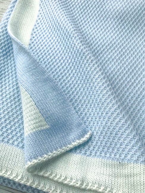 Вязаный плед Вафелька голубой