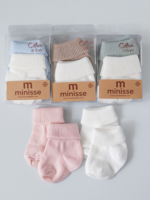 Комплект носочков с отворотом для новорожденных, 2 пары