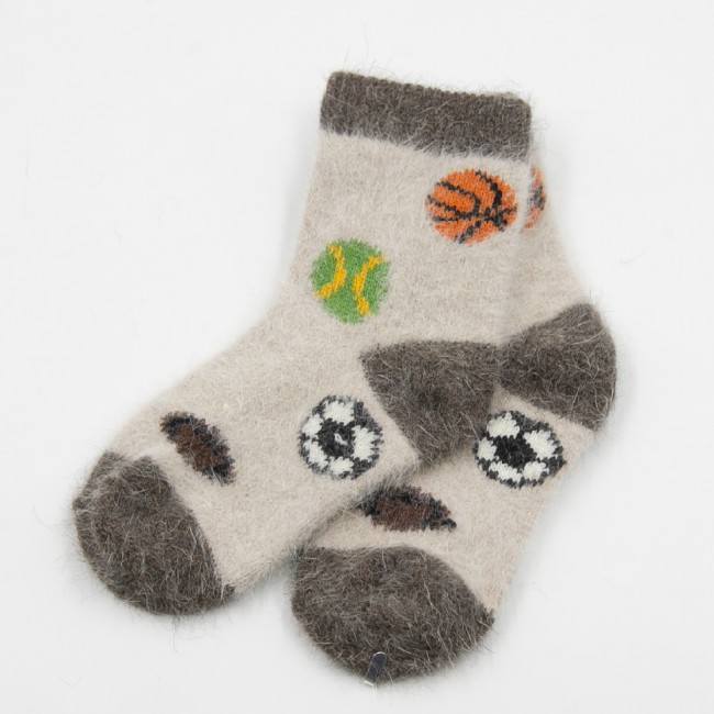 Зимние носки из ангоры Finox "Football", бежевые