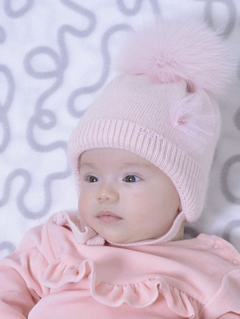 Зимняя шапка с помпоном Фантик, цвет розовый